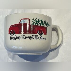Dashing Through the Snow Holiday Christmas Jumbo Soup Hot Cocoa Mug 24oz EUC